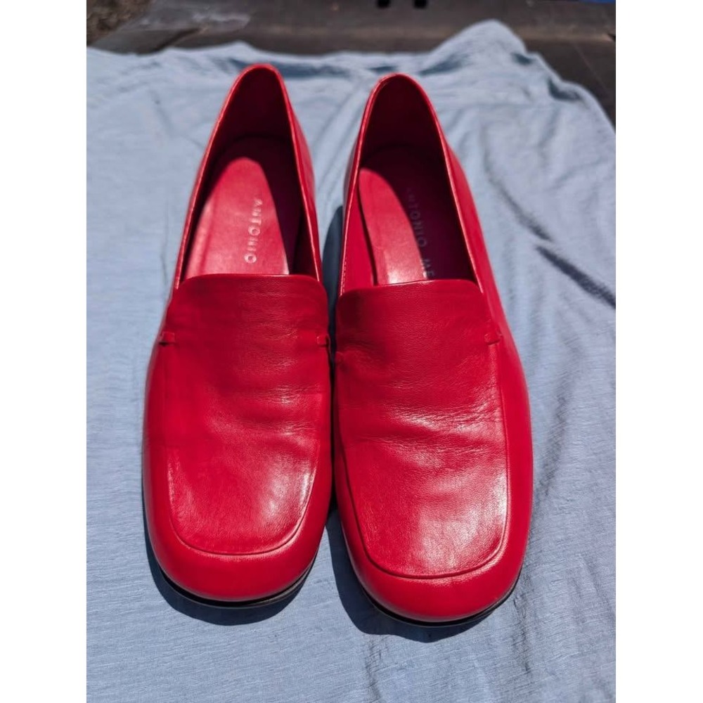 Antonio Melani Red Leather Loafers Women's 6M Italian Leather Flats